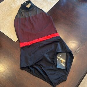 Mariia Leotard -rare striking black with red- brand new with tags!